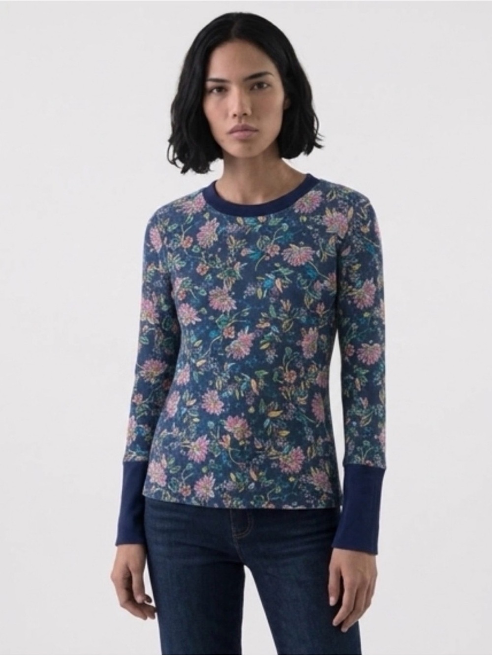 NWT Sundance Loretta Floral Waffle Knit Thermal Top size medium boho peasant